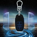 Good Genuine Leather Key Ring Auto Key Bags Smart for Audi Q7 - Blue